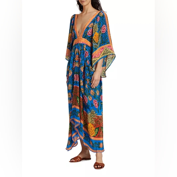 21. NWOT FARM RIO PINEAPPLE GARDEN CAFTAN MAXI DRESS SIZE XXS - Picture 4 of 8